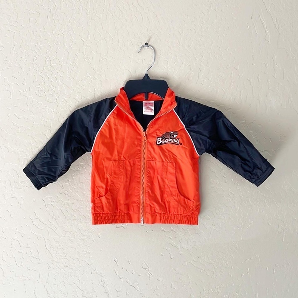 🌿Final Sale‎ Beavers Orange & Black Zipup Hooded Windbreaker Jacket